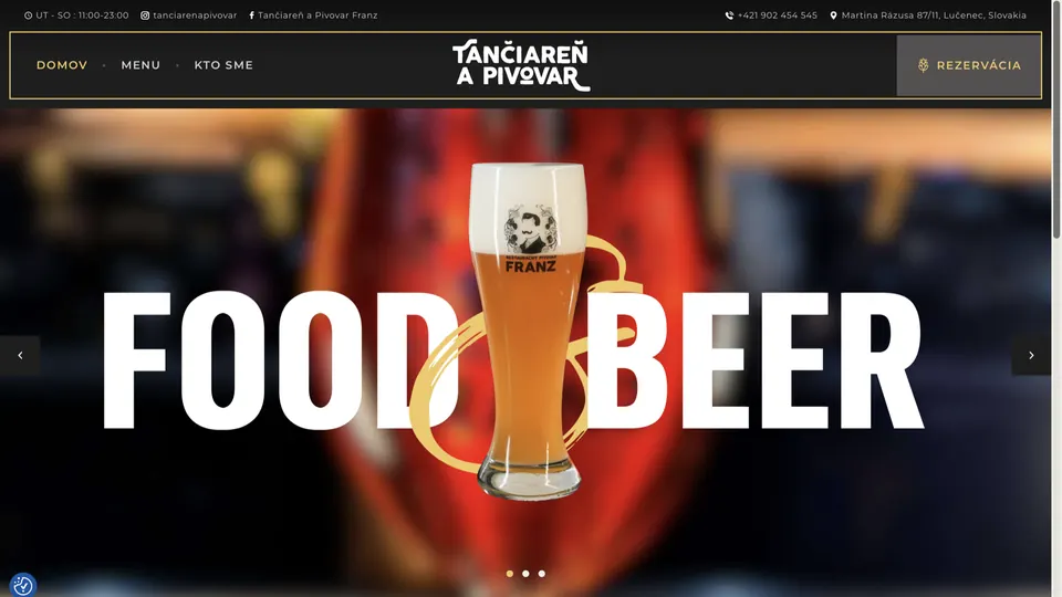 FRANZ Dance Hall & Brewery website, home page
